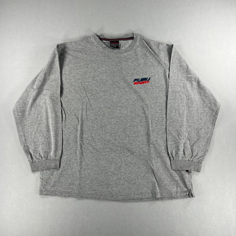 Vintage Y2K FUBU Sport Gray Long Sleeve Tee Mens Size XL Embroidered Hip Hop